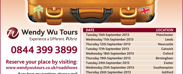 Reserve your place by visiting: www.wendywutours.co.uk/roadshows